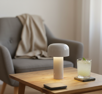 Pilz Tischlampe LED | Wiederaufladbar & Dimmbar | Tragbar | Aluminium