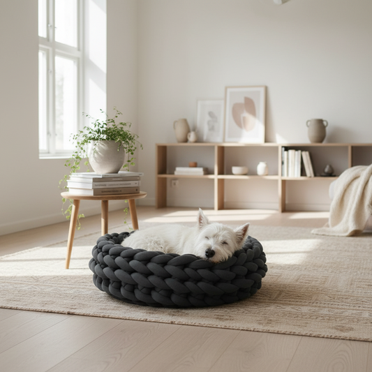 Lomya Nest | Handgehäkeltes Hundebett mit hohem Rand