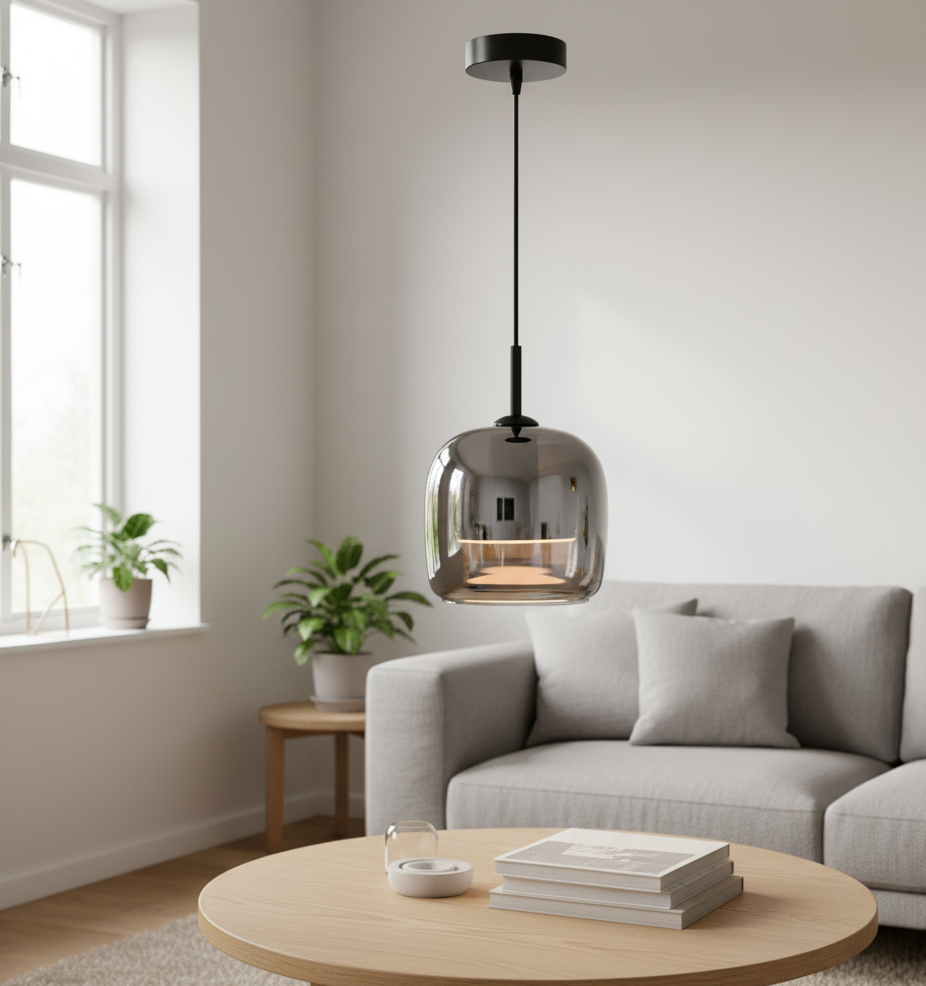 Svarna | Noordse hanglamp van getint glas