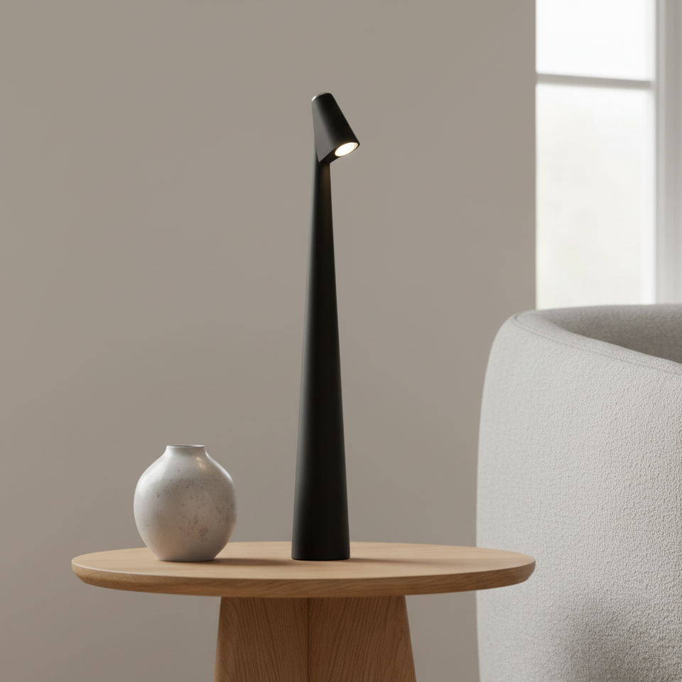 NordicLite | Draadloze LED-tafellamp in Scandinavisch minimalisme | Modern design voor woon- & slaapkamer
