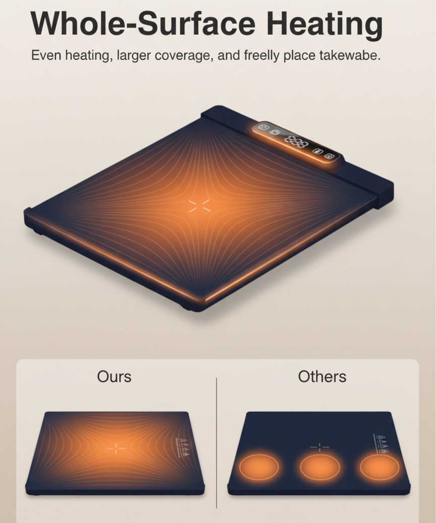 LuxTray HeatFlex | Elektrische Wärmeplatte aus Silikon mit 3 Heizstufen