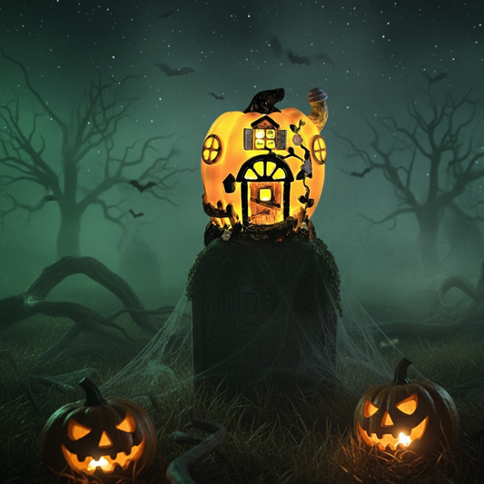 Halloween Solar Kürbishaus – LED Märchen-Dekoleuchte für Garten & Terrasse