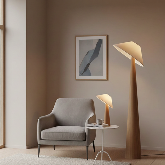 Caelistra | Japanische Wabi-Sabi Stehlampe als Boden- und Tischlampe