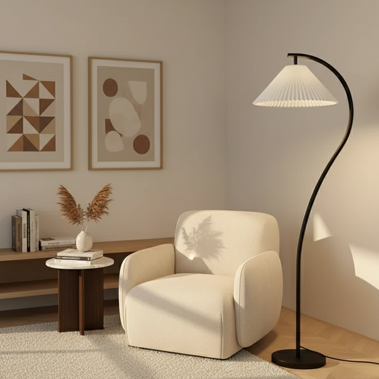 Auralis Loom | Moderne LED-Stehlampe mit Stoffschirm im Nordic-Stil