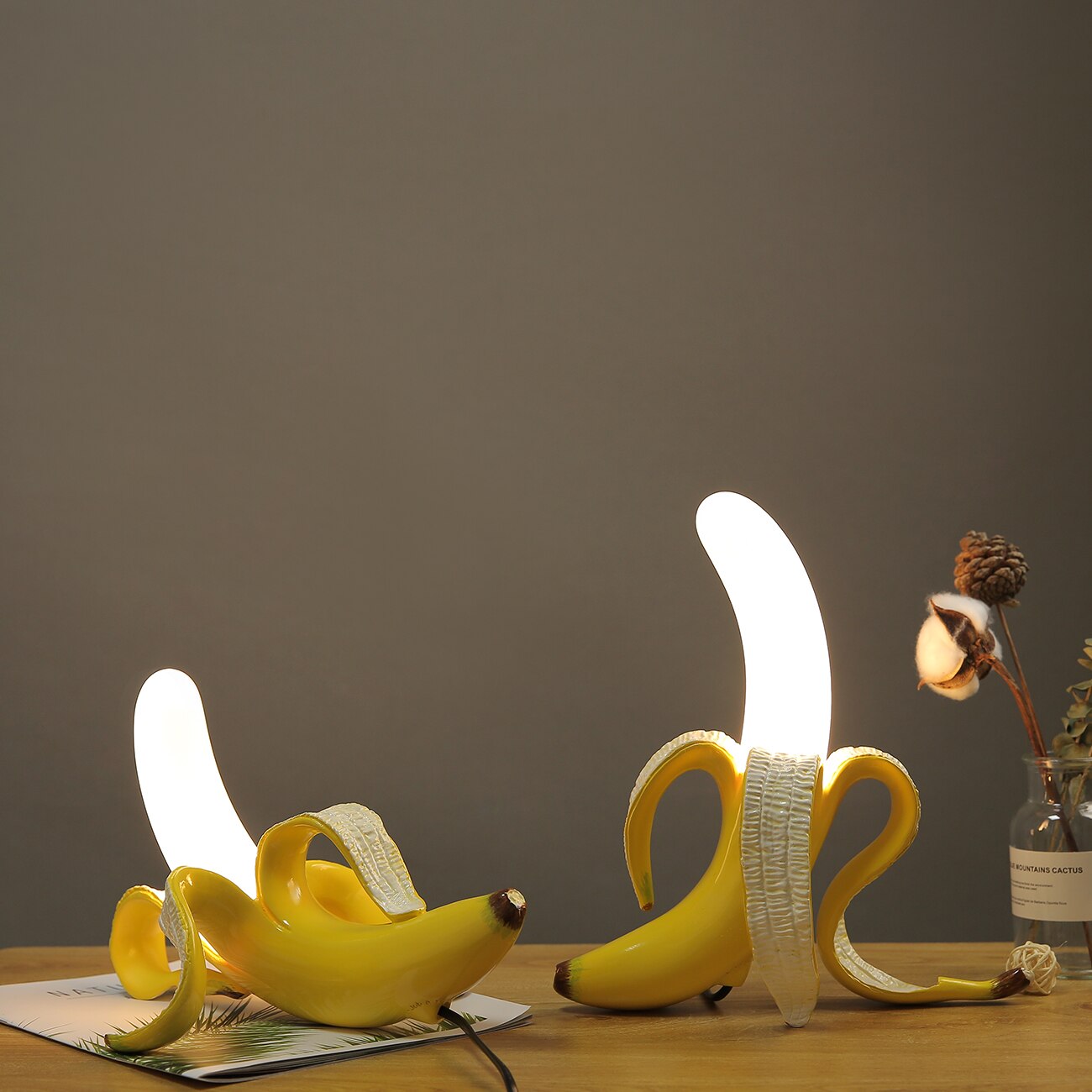 Lunara Deco | Art-Déco-Tischlampe im Bananenblatt-Design