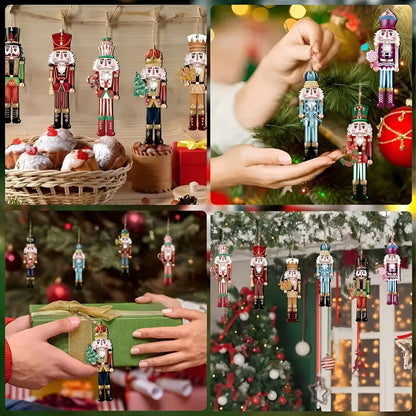 Handgefertigte Nussknacker Figuren | 12er Set Holzornamente für Weihnachtsbaum & Festliche Deko
