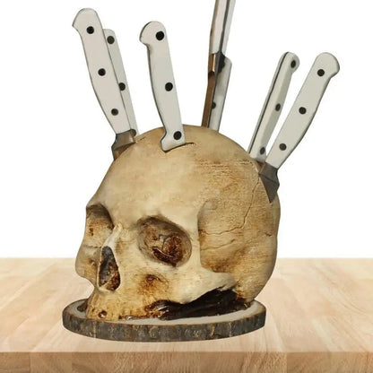 Nocturnis Blade | Messerhalter im handgefertigten Totenkopf-Design für 7 Messer