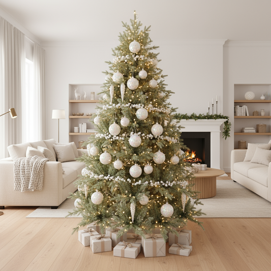 Weihnachtskugeln Set | Elegante Christbaumkugeln aus Kunststoff | Champagner-Gold & Rot-Glitzer |