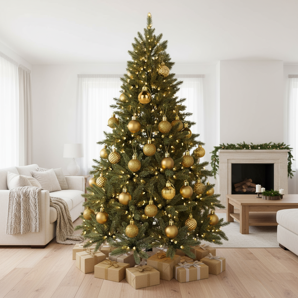 Weihnachtskugeln Set | 24-teilig | Elegante Christbaumkugeln in Gold, Rot & Rosa | Luxuriöse Weihnachtsdeko