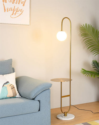 Oranthe Luno | LED‑Stehleuchte im nordischen Stil mit integriertem Beistelltisch