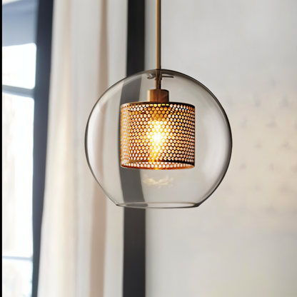 HiveGlim - Geometrische Glas Hängelampe mit Wabendesign - Vintage Loft Lighting