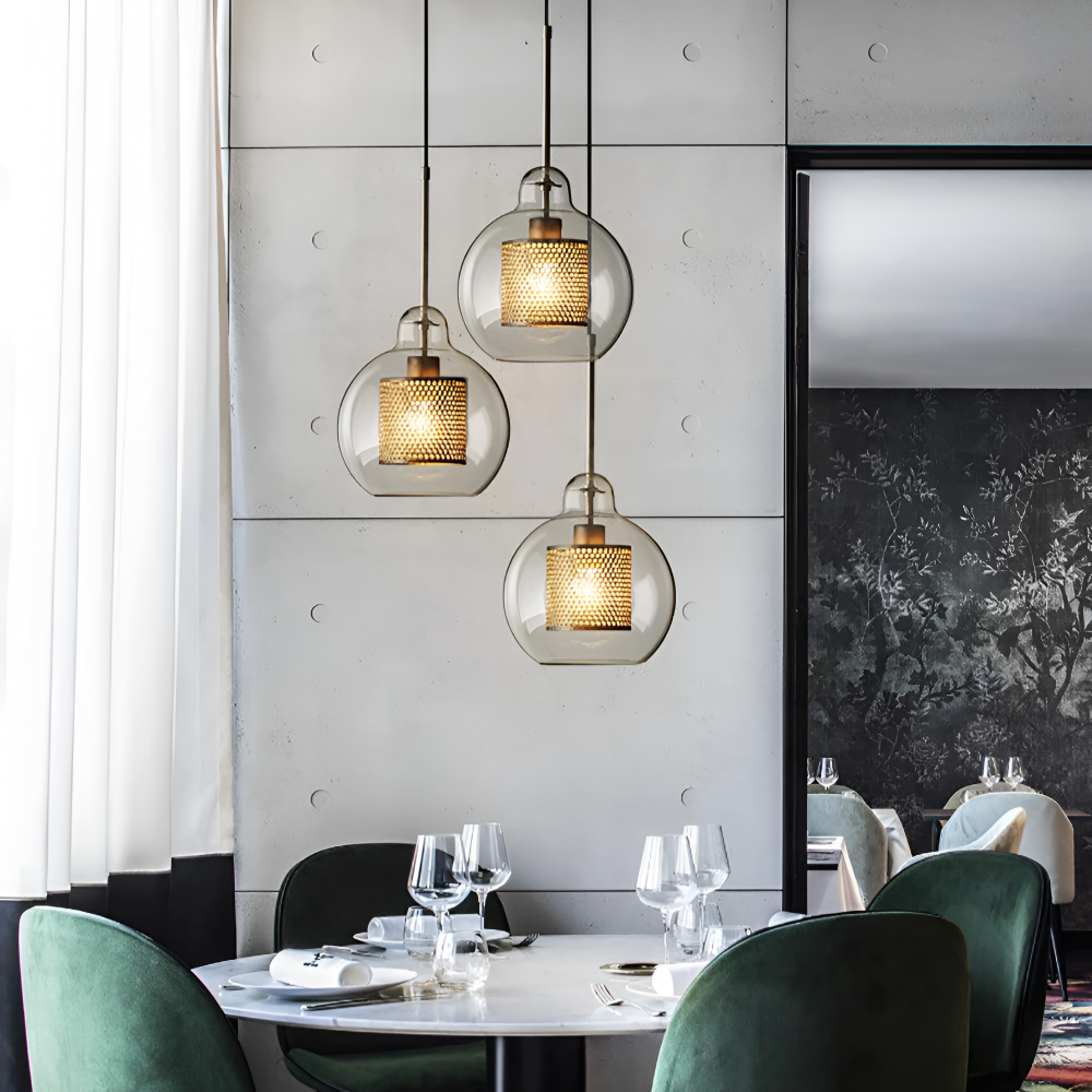 HiveGlim - Geometrische Glas Hängelampe mit Wabendesign - Vintage Loft Lighting