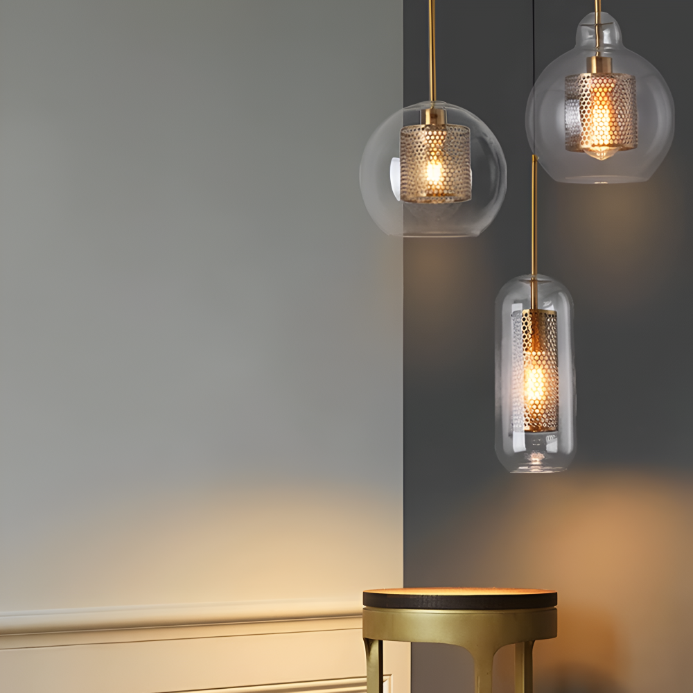 HiveGlim - Geometrische Glas Hängelampe mit Wabendesign - Vintage Loft Lighting