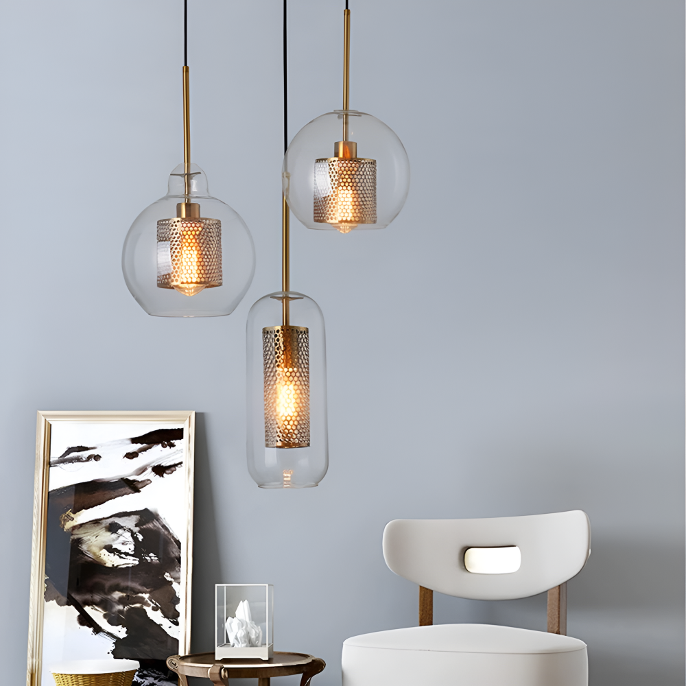 HiveGlim - Geometrische Glas Hängelampe mit Wabendesign - Vintage Loft Lighting