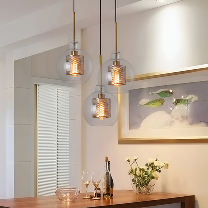 HiveGlim - Geometrische Glas Hängelampe mit Wabendesign - Vintage Loft Lighting