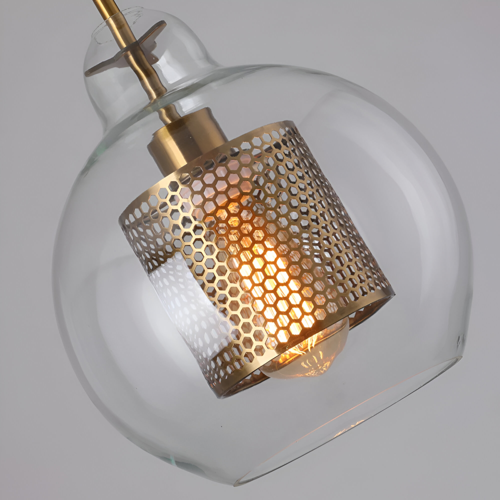 HiveGlim - Geometrische Glas Hängelampe mit Wabendesign - Vintage Loft Lighting