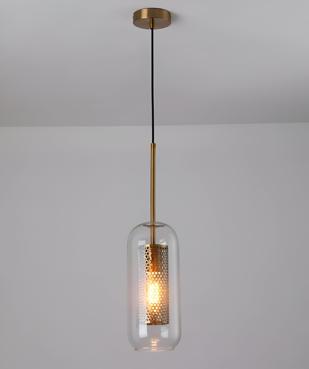 HiveGlim - Geometrische Glas Hängelampe mit Wabendesign - Vintage Loft Lighting
