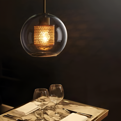 HiveGlim - Geometrische Glas Hängelampe mit Wabendesign - Vintage Loft Lighting