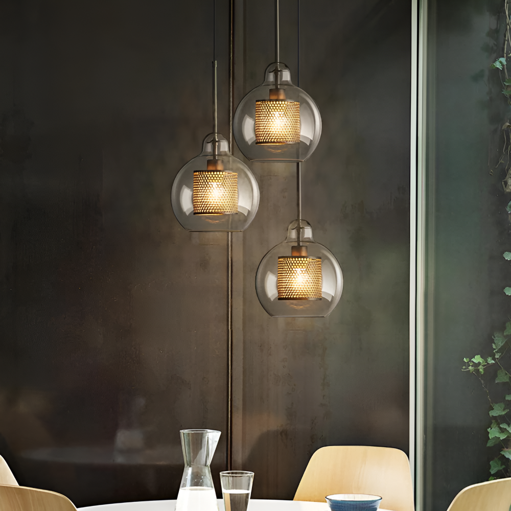 HiveGlim - Geometrische Glas Hängelampe mit Wabendesign - Vintage Loft Lighting
