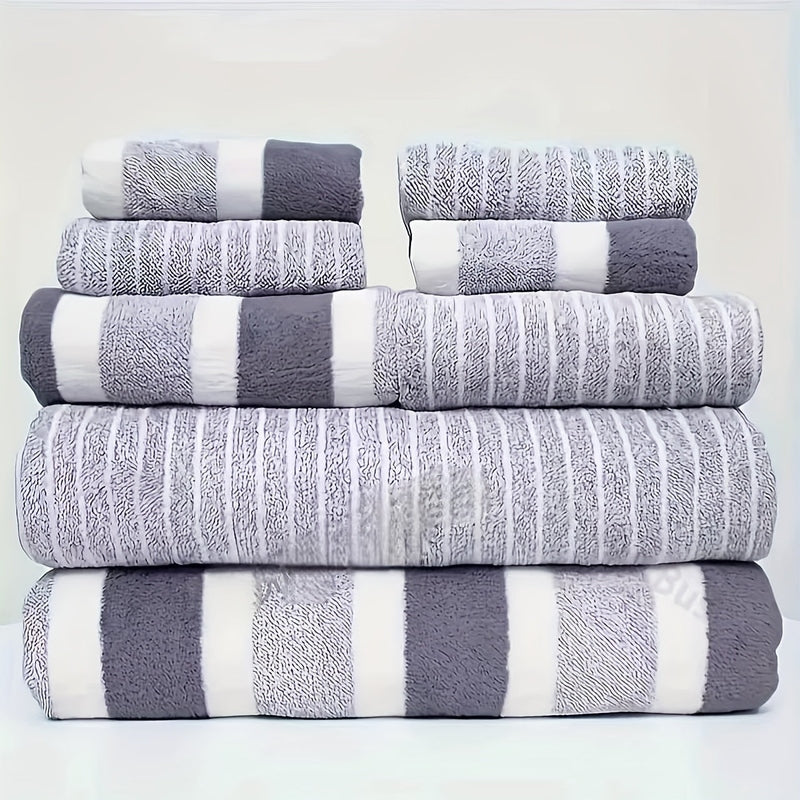 AquaPlush 8-teiliges Handtuchset | Weiche Badetücher aus Coral Fleece