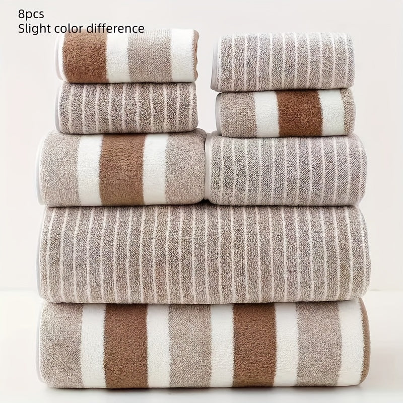AquaPlush 8-teiliges Handtuchset | Weiche Badetücher aus Coral Fleece