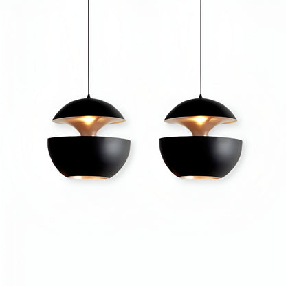 AppleGlow Pendelleuchte – Künstlerische E27 Hängelampe in Schwarz-Weiß mit Sonnendesign