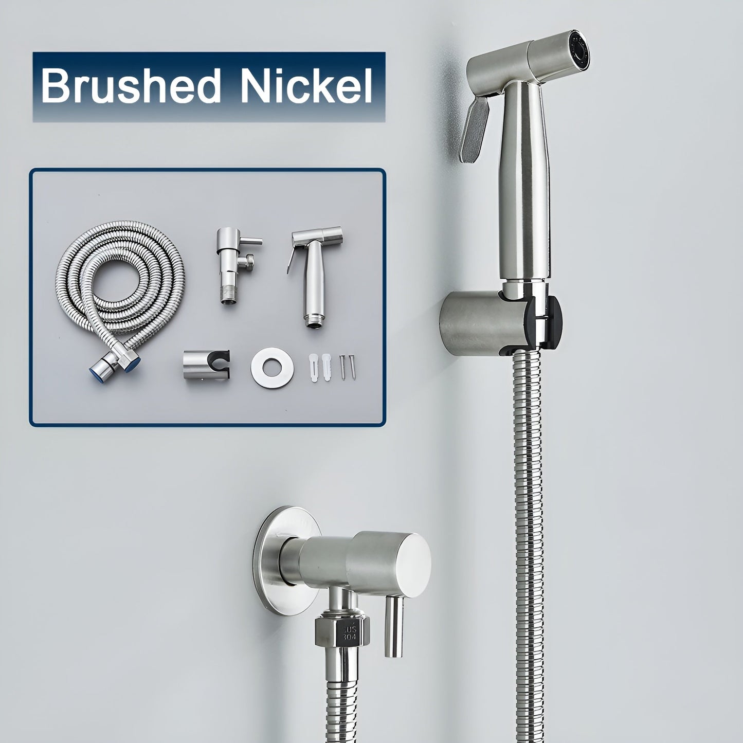 AquaGleam | Edelstahl Bidet-Sprühkopf mit Wandhalterung – Hygienisch & Langlebig