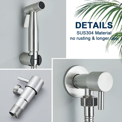 AquaGleam | Edelstahl Bidet-Sprühkopf mit Wandhalterung – Hygienisch & Langlebig