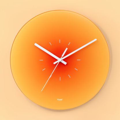 Solvyn Glow | Geräuschlose Glas-Wanduhr in Rundform mit Farbverlauf