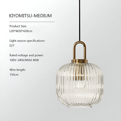ClaChic lamp | Noordse hanglamp van glas, geribbeld ontwerp in wit & goud