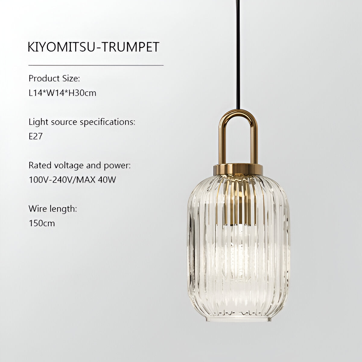 ClaChic lamp | Noordse hanglamp van glas, geribbeld ontwerp in wit & goud