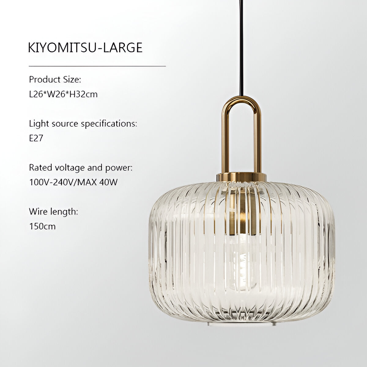 ClaChic lamp | Noordse hanglamp van glas, geribbeld ontwerp in wit & goud