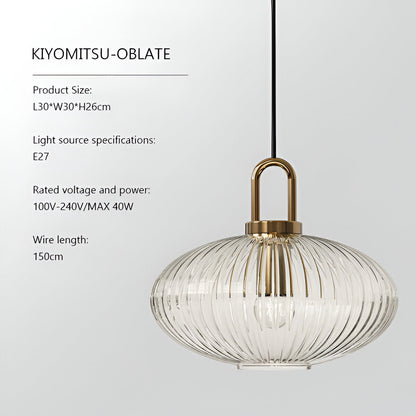 ClaChic lamp | Noordse hanglamp van glas, geribbeld ontwerp in wit & goud