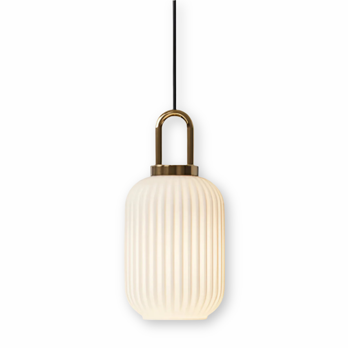 ClaChic lamp | Noordse hanglamp van glas, geribbeld ontwerp in wit & goud