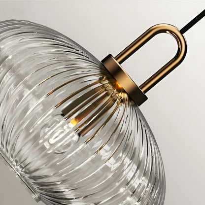ClaChic lamp | Noordse hanglamp van glas, geribbeld ontwerp in wit & goud