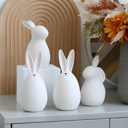 ConeyBliss Set | Minimalistische Keramik-Osterhasen in Weiß – stilvolle Frühlingsdeko
