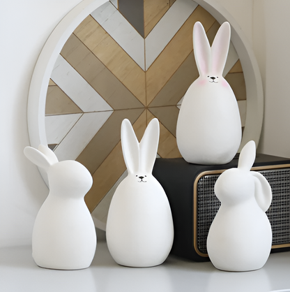 ConeyBliss Set | Minimalistische Keramik-Osterhasen in Weiß – stilvolle Frühlingsdeko