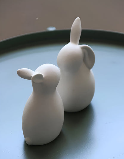 ConeyBliss Set | Minimalistische Keramik-Osterhasen in Weiß – stilvolle Frühlingsdeko