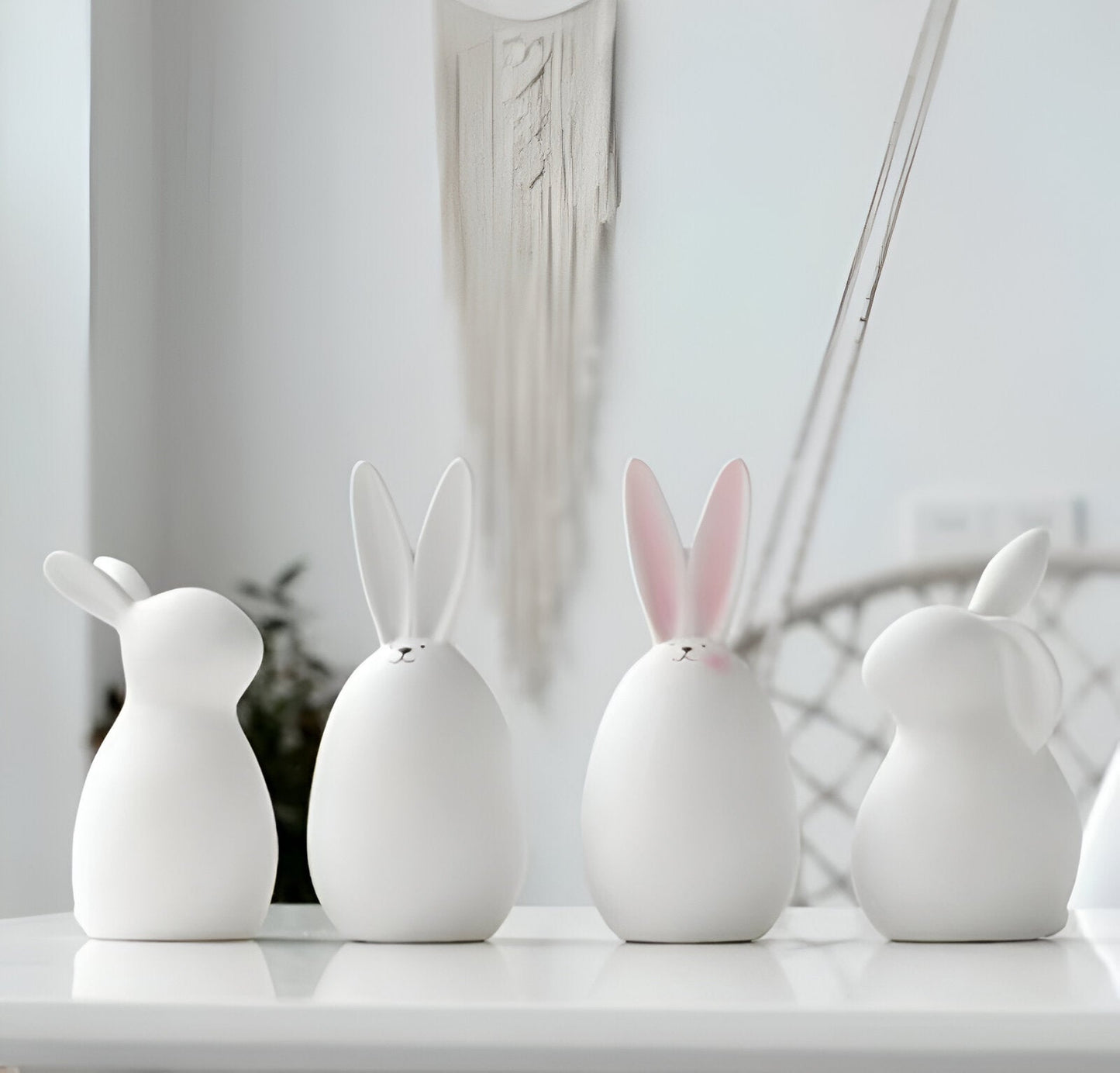 ConeyBliss Set | Minimalistische Keramik-Osterhasen in Weiß – stilvolle Frühlingsdeko