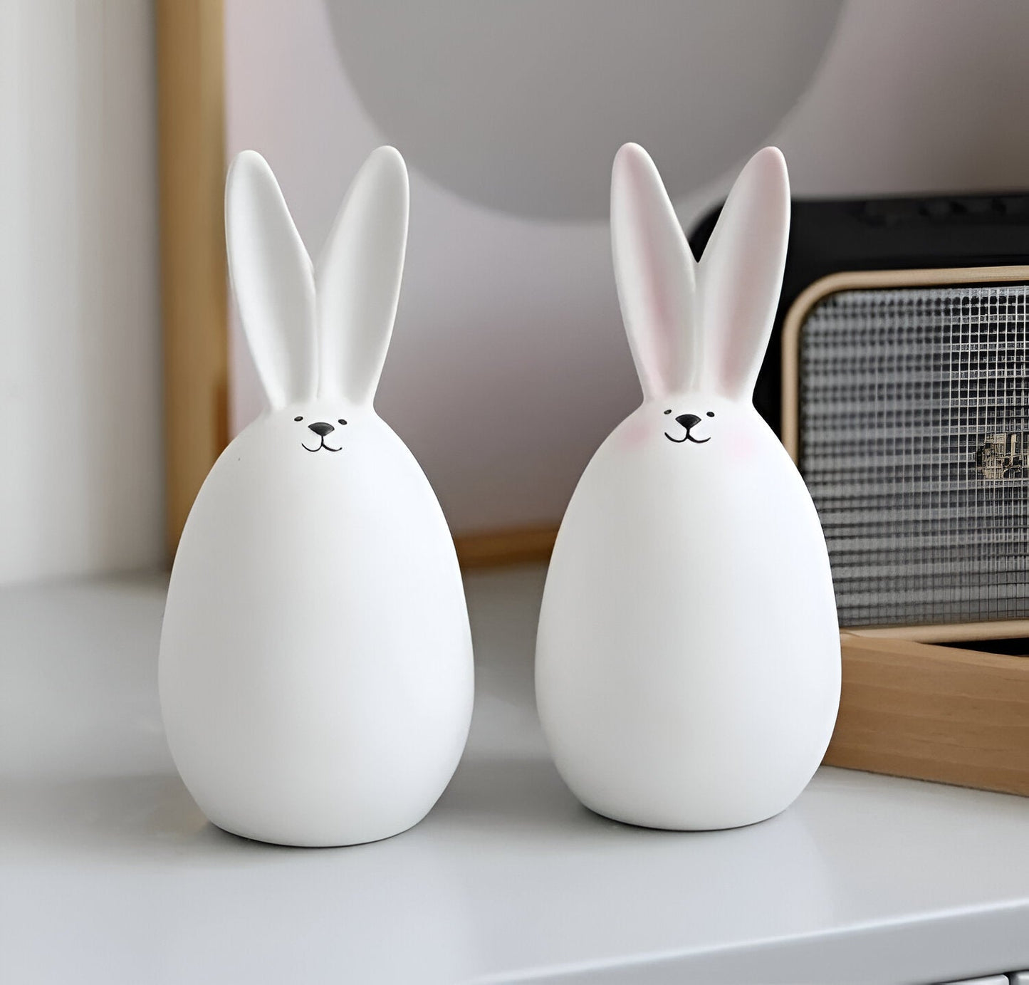 ConeyBliss Set | Minimalistische Keramik-Osterhasen in Weiß – stilvolle Frühlingsdeko