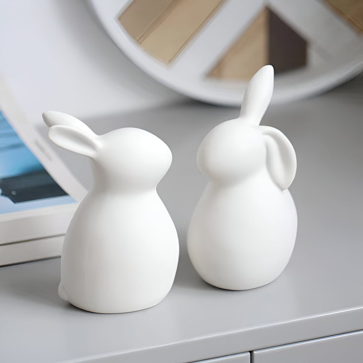 ConeyBliss Set | Minimalistische Keramik-Osterhasen in Weiß – stilvolle Frühlingsdeko