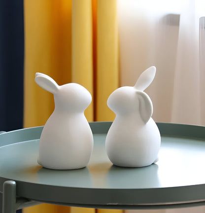 ConeyBliss Set | Minimalistische Keramik-Osterhasen in Weiß – stilvolle Frühlingsdeko