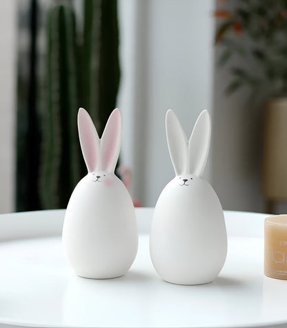 ConeyBliss Set | Minimalistische Keramik-Osterhasen in Weiß – stilvolle Frühlingsdeko