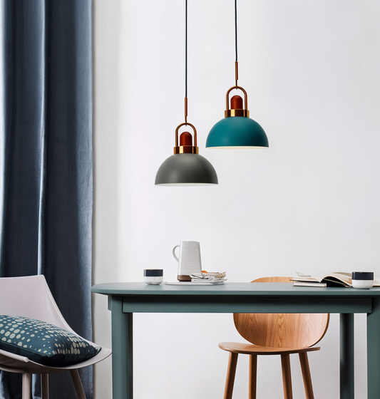 LumiMacaron Lampe | Nordische Metall-Pendelleuchte mit LED, modernes Macaron-Design