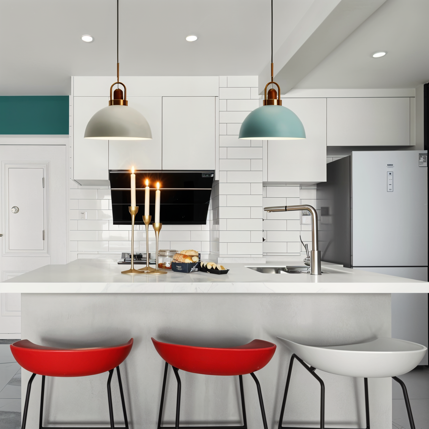 LumiMacaron Lampe | Nordische Metall-Pendelleuchte mit LED, modernes Macaron-Design