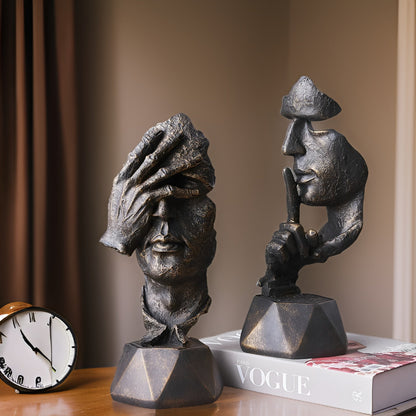 Expressive Face – Moderne abstrakte Gesichtsskulptur aus Harz für stilvolle Deko in Wohnzimmer & Büro