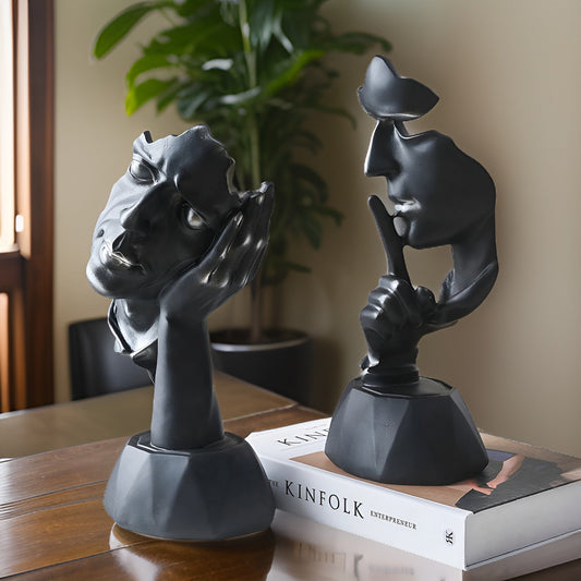 Expressive Face – Moderne abstrakte Gesichtsskulptur aus Harz für stilvolle Deko in Wohnzimmer & Büro