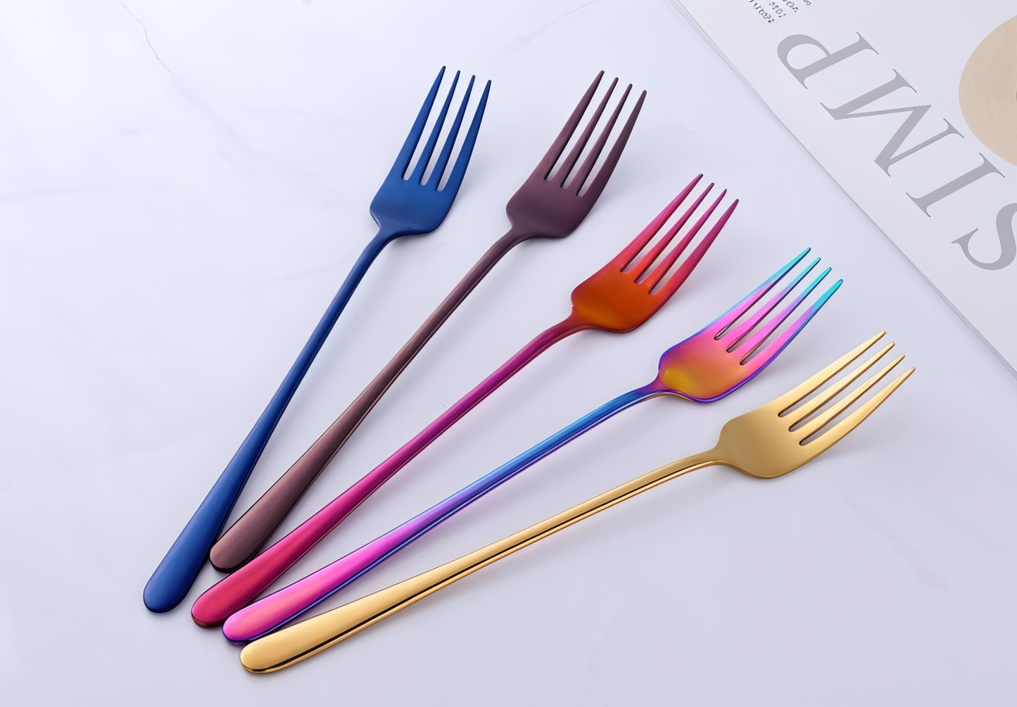 Liora Forks | 4-teiliges Edelstahl-Gabelset in Regenbogenoptik