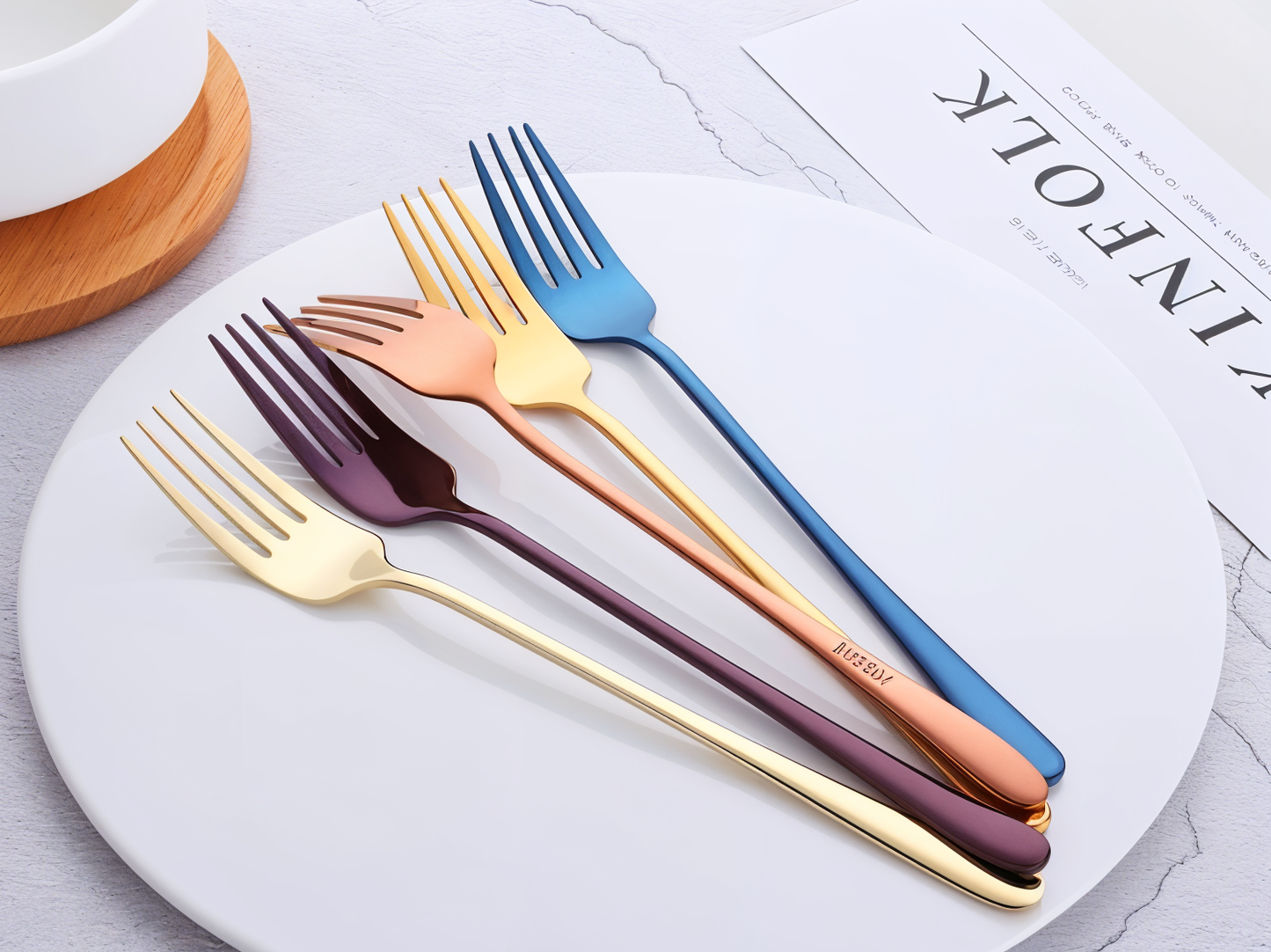 Liora Forks | 4-teiliges Edelstahl-Gabelset in Regenbogenoptik