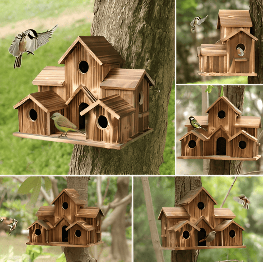 Hängendes Vogelhaus aus Holz | Wetterfest | Für Garten & Balkon